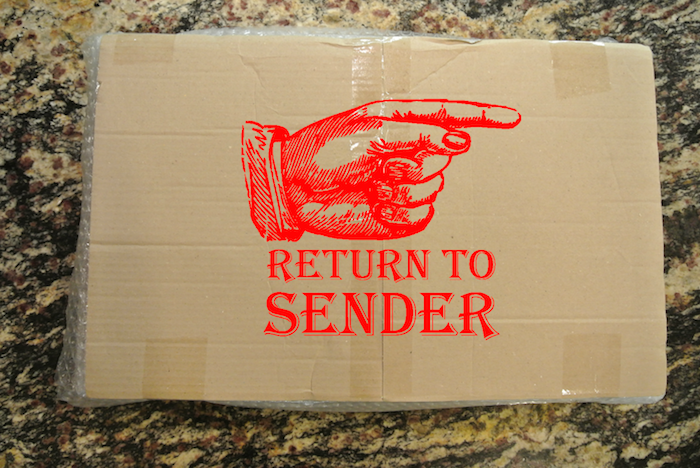 package was returned to sender